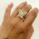 Load image into Gallery viewer, 14K Solid Gold Butterfly Diamond Ring.