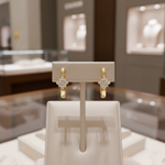 Load image into Gallery viewer, EHD57626. 14K Solid Yellow Gold Diamond Flower Huggie Hoop Earrings