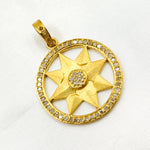 Load image into Gallery viewer, DP581. Diamond Sterling Silver Gold Plated Round Star Pendant