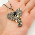 Load image into Gallery viewer, DP258. Diamond Sterling Silver Elephant Head Pendant with Gemstone