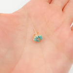 Load image into Gallery viewer, 14K Solid Yellow Gold Diamond and Turquoise Flower Stud Earrings