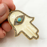 Load image into Gallery viewer, Shop Silver Hamsa Pendant with Gemstone