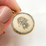 Load image into Gallery viewer, Sterling Silver Round Hamsa Enamel Pendant