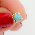 Load image into Gallery viewer, Solid Yellow Gold Turquoise Square Stud Earring