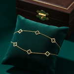 Load image into Gallery viewer, BRSET742. 14k Solid Yellow Gold Clover Link Bracelet