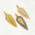 Load image into Gallery viewer, Diamond Silver Long Drop Pendant with Gemstone