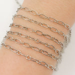 Load image into Gallery viewer, Oxidized Sterling Silver Smooth Long and Short Link Chain