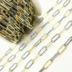 Load image into Gallery viewer, Gold Plated & Black Rhodium Sterling Silver Diamond Cut Paperclip Chain