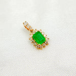 Load image into Gallery viewer, PN113006Y14EM1. 14K Solid Gold Diamond and Emerald Rectangle Charm