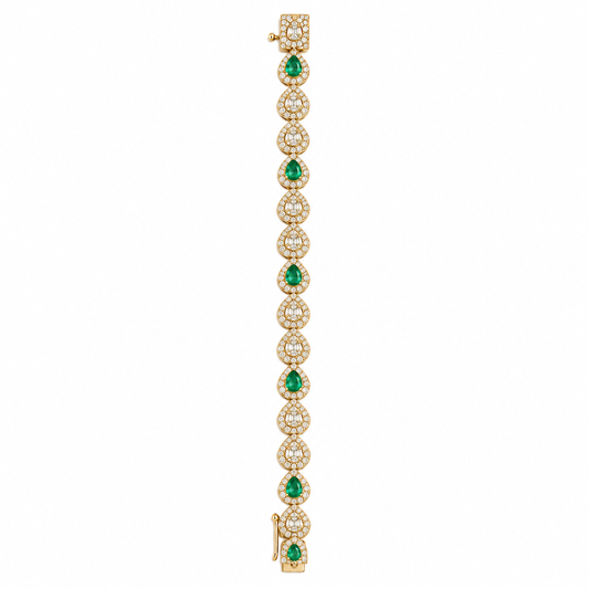 BR404121. 14K Solid Gold Diamond and Emerald Fancy Bracelet