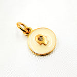 Load image into Gallery viewer, A collection of round hamsa enamel charms in various colors including black, gold, rose gold, silver, and blue.