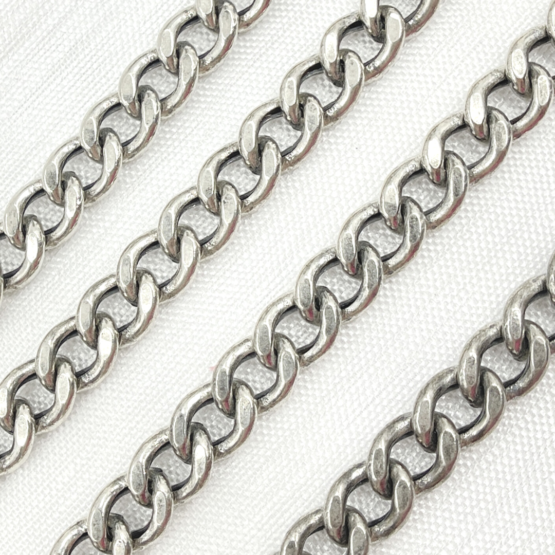 V46OX. Oxidized Sterling Silver Hollow Curb Link Chain