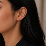 Load image into Gallery viewer, EFA54270. 14K Solid Gold Diamond Bar Studs