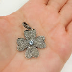 Load image into Gallery viewer, DP195. Diamond Sterling Silver Flower Pendant with Gemstone