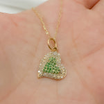 Load image into Gallery viewer, 14k Solid Gold Diamond and Gemstone (Emerald or Blue Sapphire) Heart Charm. KG192
