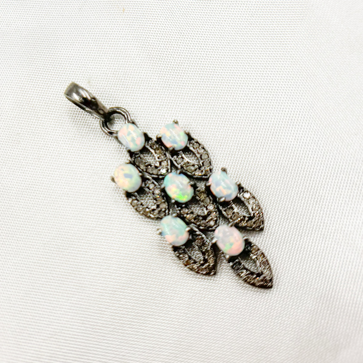 DSP063. Diamond Silver Gemstone Fancy Shape Pendant