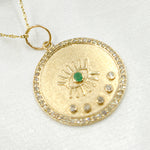 Load image into Gallery viewer, 14K Solid Gold with Diamonds Circle Shape with Eye Charm. GDP106