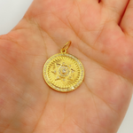 Load image into Gallery viewer, 14K Solid Gold Charm Circle Pendant with Diamonds. GDP256