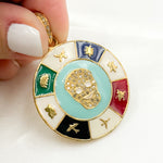 Load image into Gallery viewer, Shop Now Silver Round Skull Enamel Pendants