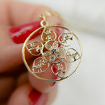 Load image into Gallery viewer, 14K Solid Gold Diamond Circle Flower Charm. GDP190