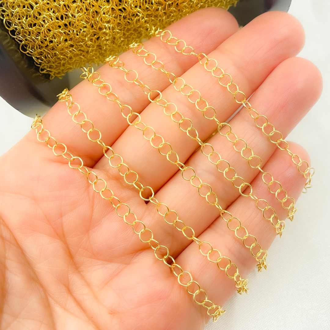 14k Solid Gold Smooth Round Link Chain
