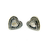 Load image into Gallery viewer, DE060. Diamond and Polki Diamond Sterling Silver Heart Studs