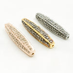 Load image into Gallery viewer, DC1009. Diamond & Sterling Silver Long Barrel Bead
