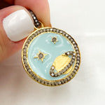 Load image into Gallery viewer, Shop Now Silver Round Planet and Star Enamel Pendant