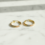 Load image into Gallery viewer, GER50. 14K Solid Tri-Tone Gold Earrings Circle Shape Hoop