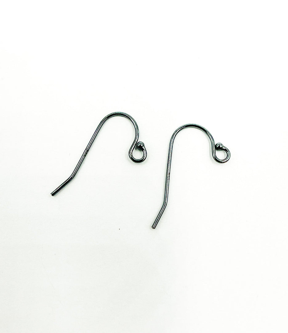 925 Sterling Silver Black Rhodium Ear Wire Ball End. EW0BR