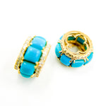 Load image into Gallery viewer, CMG00241TQ. 14K Solid Gold Diamond and Turquoise Slider Charm