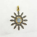 Load image into Gallery viewer, DP193. Diamond & Sterling Silver Flower Pendant with Gemstone