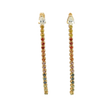 Load image into Gallery viewer, ESN59071MS. 14K Solid Gold Diamond Multi Sapphire Dangle Earrings