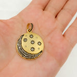 Load image into Gallery viewer, DP436. Diamond Sterling Silver Round Star and Moon Pendant