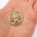 Load image into Gallery viewer, Gold Crystal Diamond Round Compass Pendant