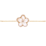 Load image into Gallery viewer, BFF60925PL. 14K Solid Gold Diamond and Mother of Pearl Flower Bracelet