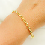 Load image into Gallery viewer, Solid Yellow Gold Diamond Cut Marina Style Link Bracelet