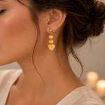 Load image into Gallery viewer, GER118. 14K Solid Gold Dangle Earring with Hearts
