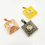 Load image into Gallery viewer, DC540. Diamond Sterling Silver Square Pendant with Polki Diamond