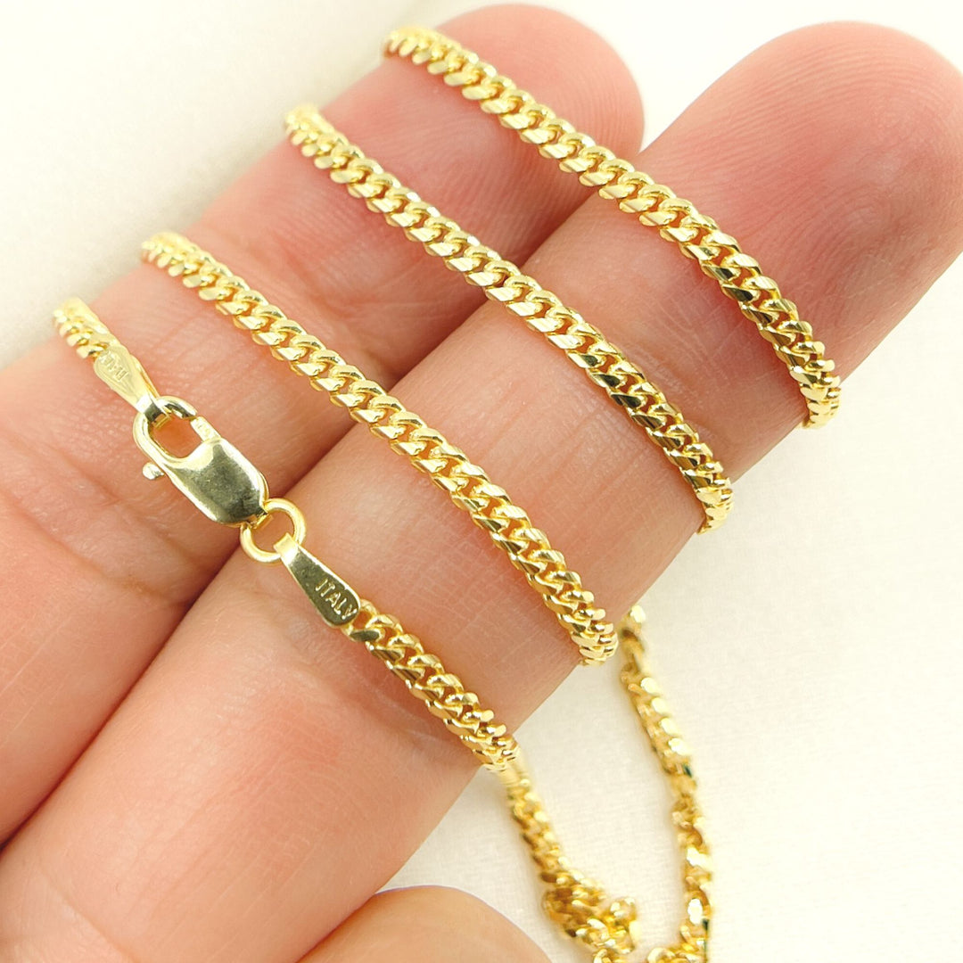 14K Solid Yellow Gold Curb Link Chain