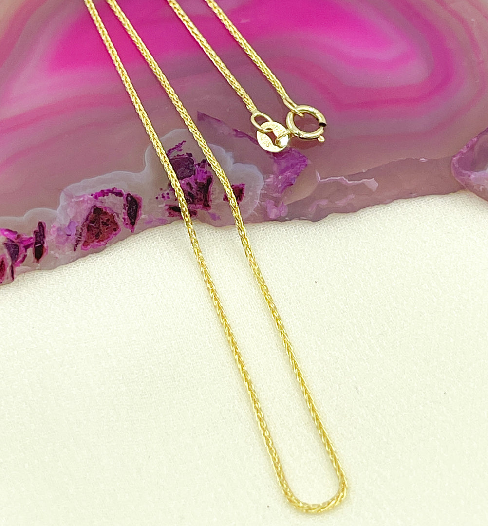 14K Solid Gold Wheat Chain