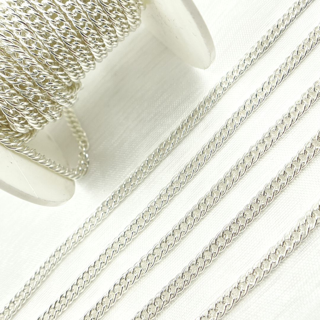V34SS. 925 Sterling Silver Double Curb Chain