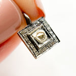 Load image into Gallery viewer, DC459. Diamond Sterling Silver Square Charm with Polki Diamond