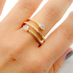 Load image into Gallery viewer, 14k Solid Gold Spiral Diamond Ring.