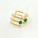 Load image into Gallery viewer, 14k Solid Gold Diamond and Emerald Ring.