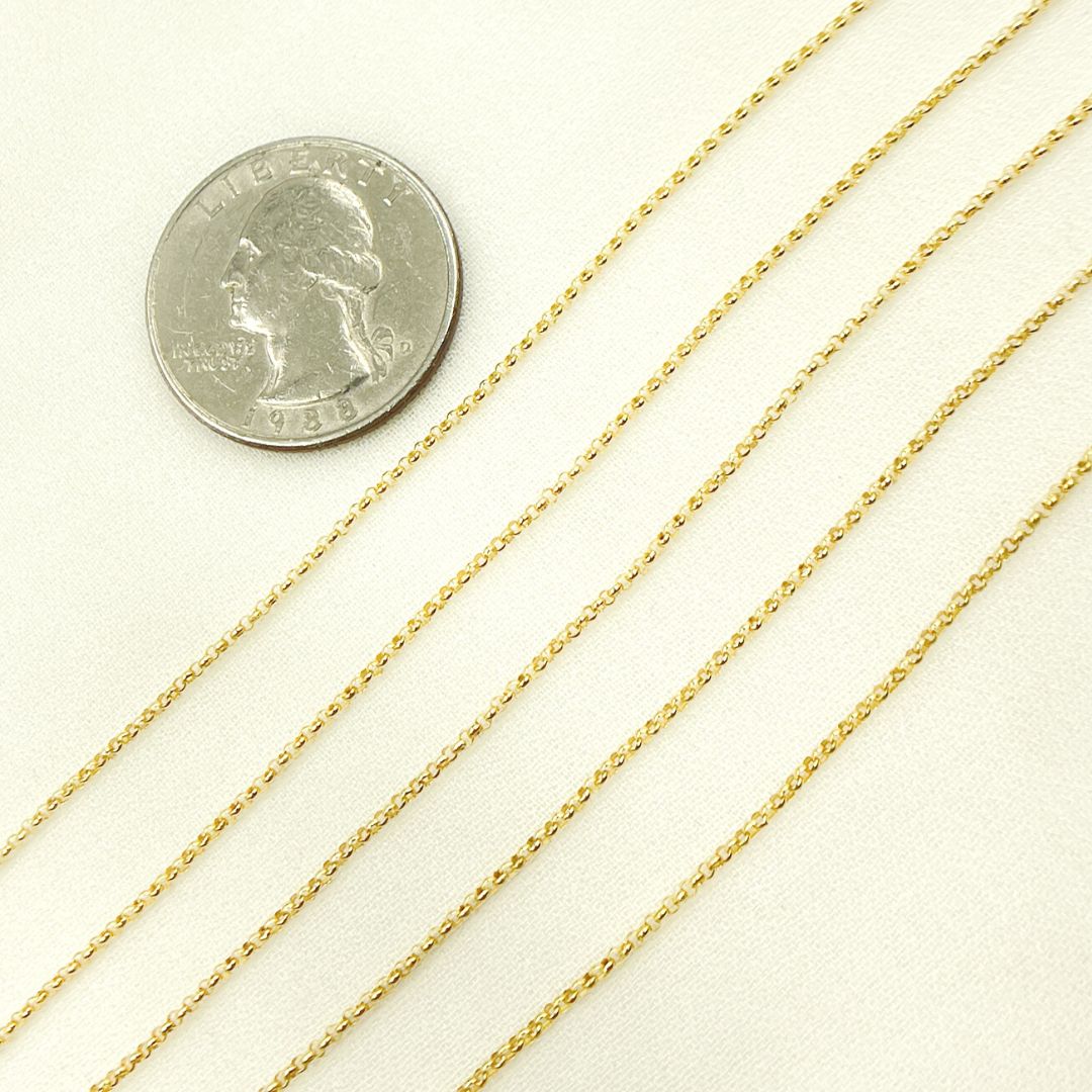 14K Solid Gold Rolo Cable Link Unfinished Chain. 030BETLGbyFt