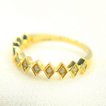 Load image into Gallery viewer, 14K Solid Yellow Gold Rhomb Diamond Band Ring.