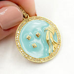 Load image into Gallery viewer, DP667A. Diamond Sterling Silver Round Aquarius Zodiac Symbol Enamel Pendant