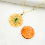 Load image into Gallery viewer, 14K Solid Gold Octagon Charm with Diamond and Gemstone. GDP566