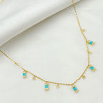 Load image into Gallery viewer, CN96316. 14K Solid Gold Gemstone and Diamond Dangle Necklace